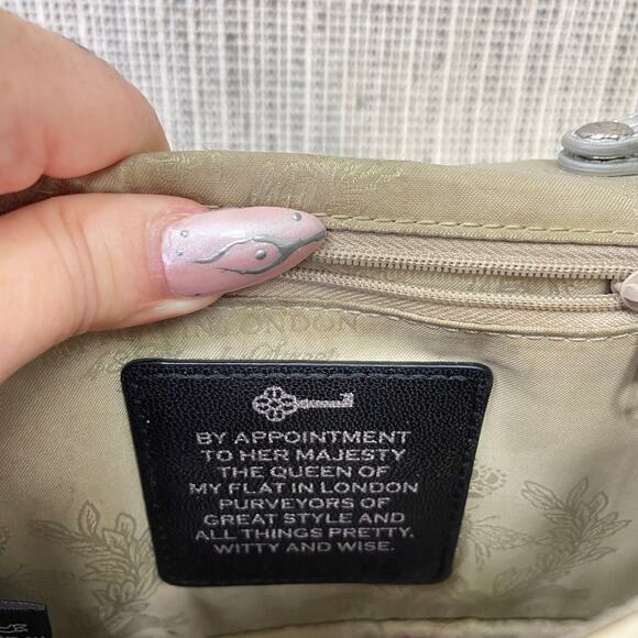 My Flat In London Mini Bag Y2K Glam Silver Top Handle Crossbody Rhinestone Bow - Picture 10 of 16